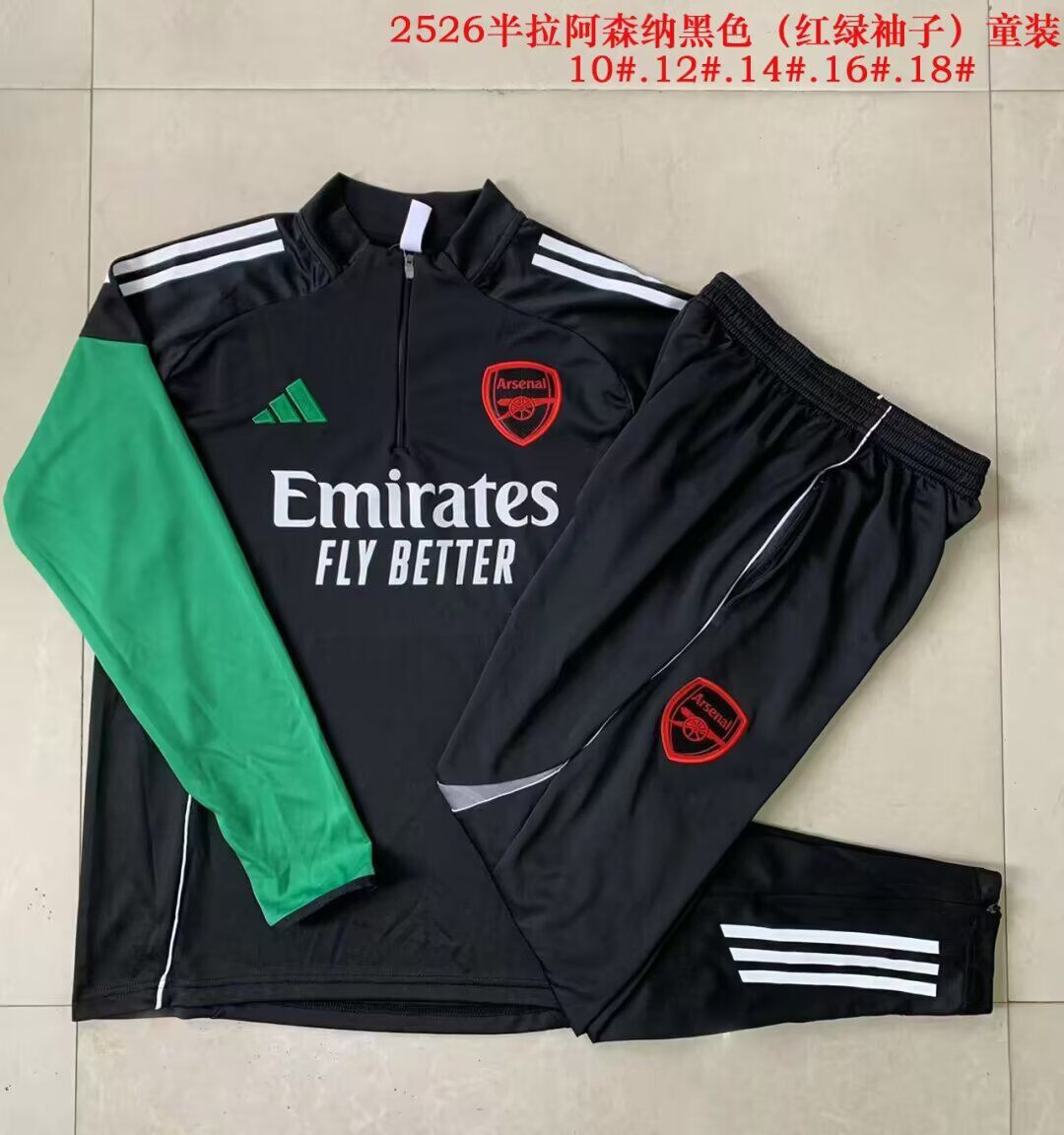 Kids Arsenal 25/26 Tracksuit - Black/Green
